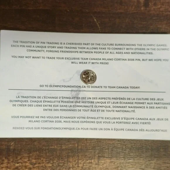 TEAM CANADA 2026 Milano Cortina PIN Petro Canada Olympic Pin On Backer Card BNWT - Picture 3 of 4